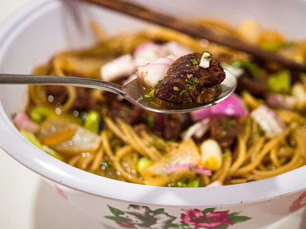 Szechuan-Style Noodles with bear meat 