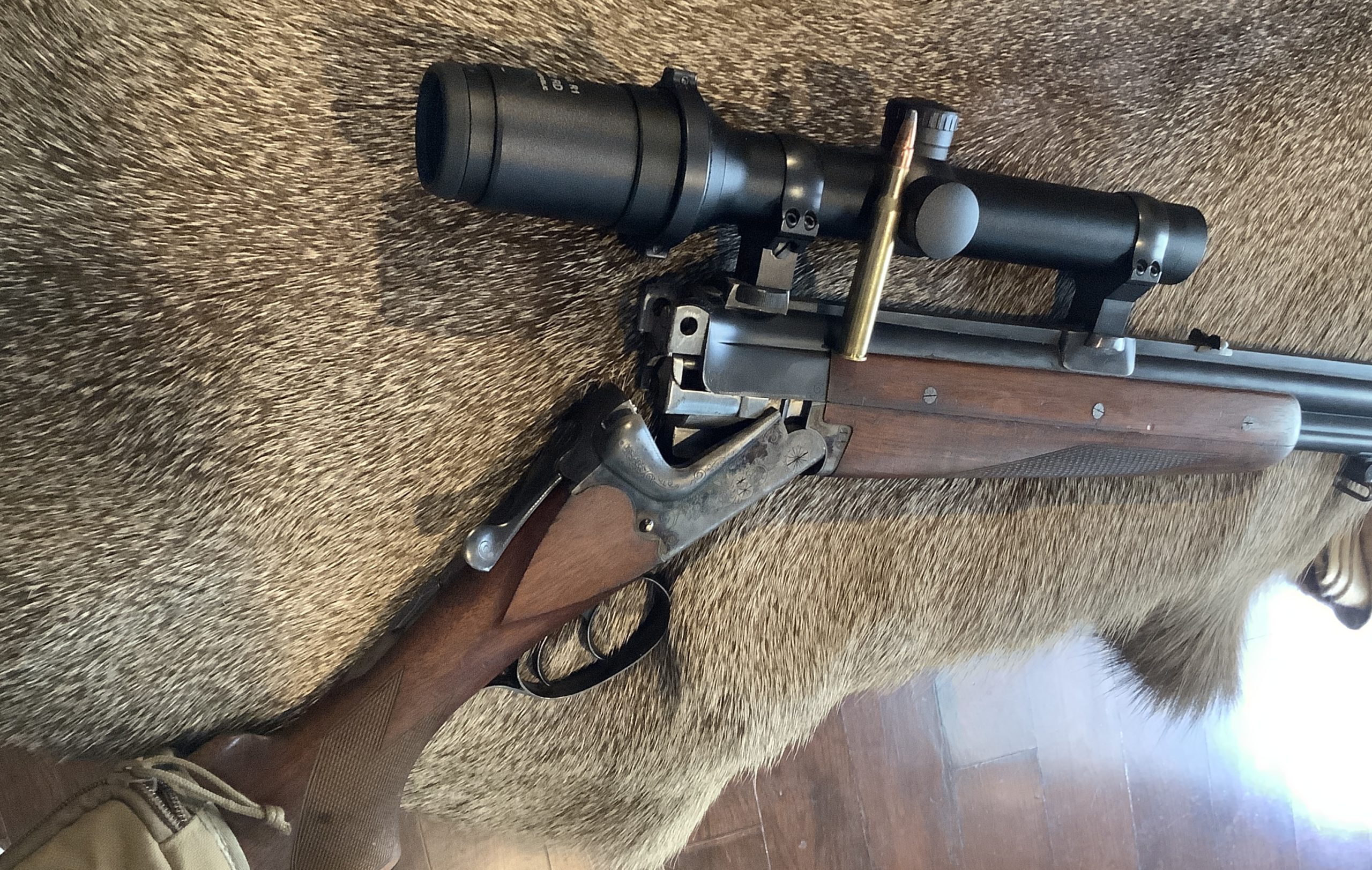 Merkel Combination gun against Nilgai hide