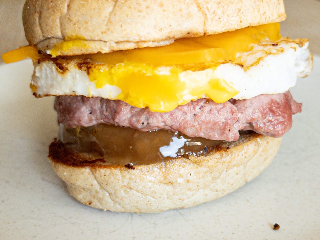 A hunter's breakfast sandwich made 