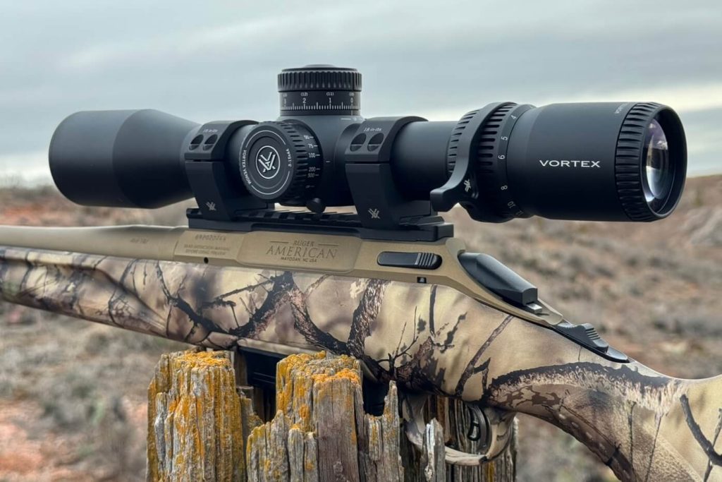 Vortex Venom 3-15 scope installed to camo rifle