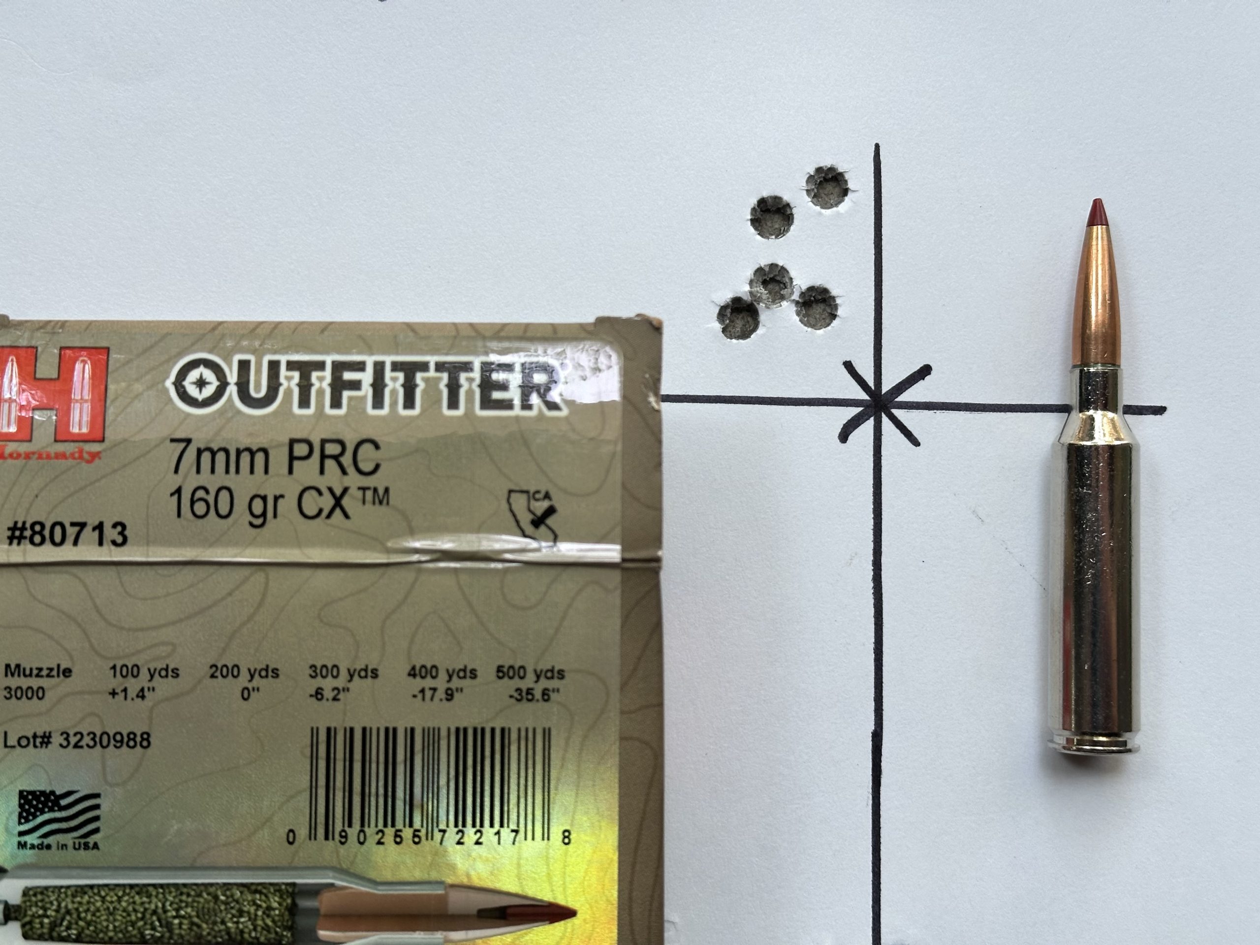 target from accuracy testing with Hornady Outfitter ammo