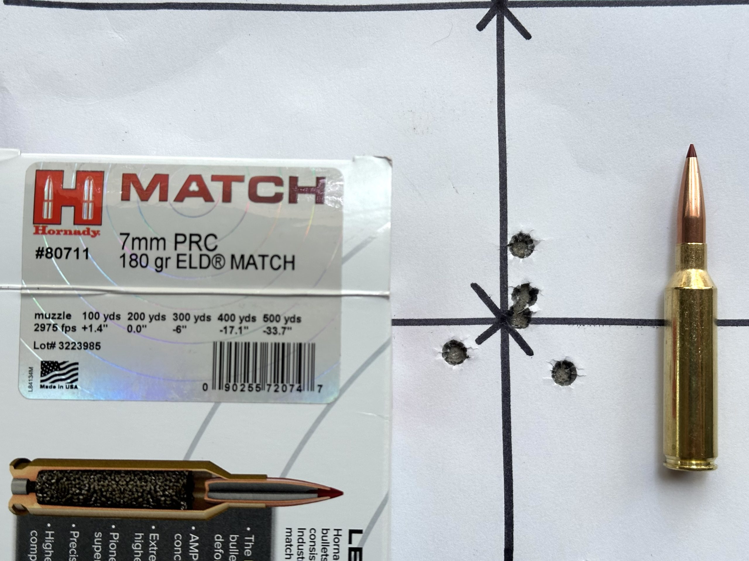 Target from accuracy testing with Hornady Match ammo