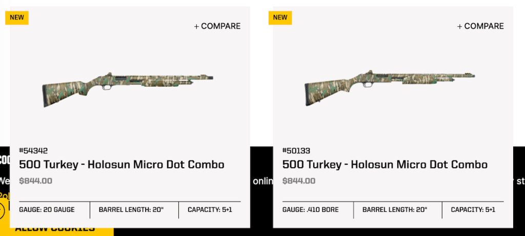 Two 500 Mossberg shotguns.