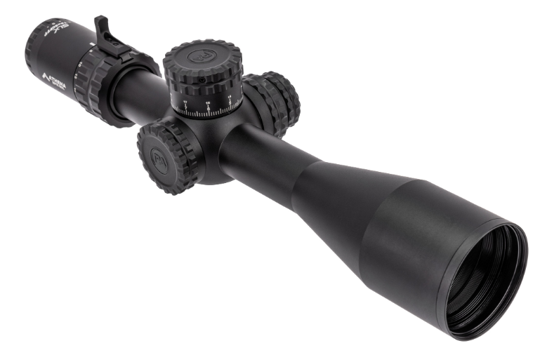 A Primary Arms riflescope with a white background.