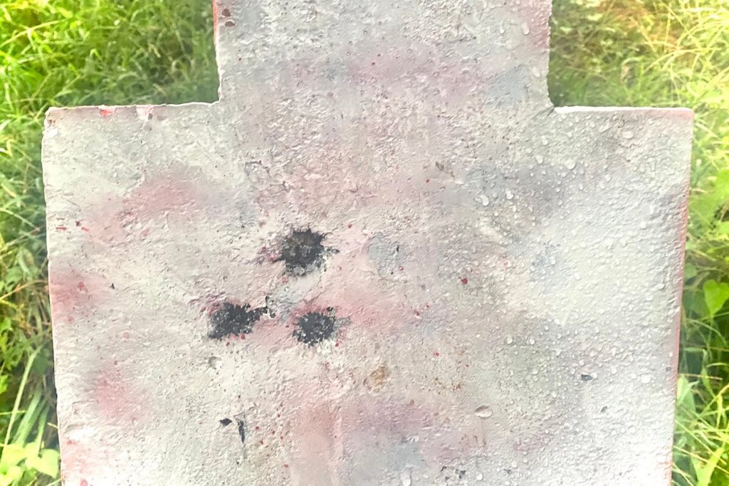 The target with a 2-inch group from 300 yards