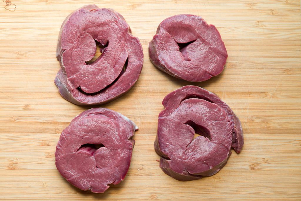 elk heart sliced into rings