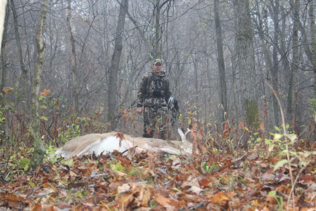 public land bowhunting buck rut man and buck