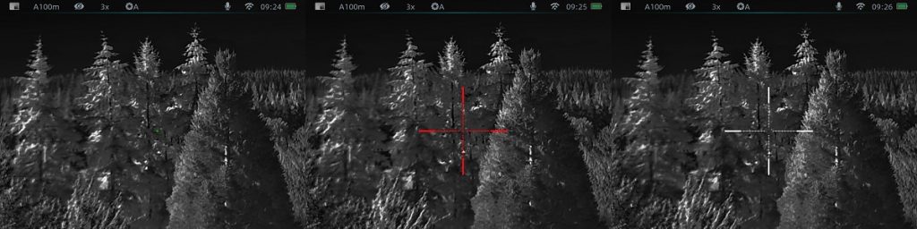 Different Reticle modes for the InfiRay Outdoor RICO RH50 V2